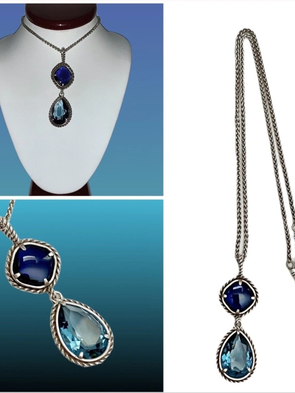 Brighton Your True Color Joyful Blue Crystal Pendant Necklace Silver Tone Chain